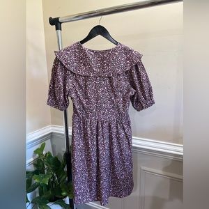 white christmas dresses Hyacinth House Brown & Powder Blue Floral Zip Front Ellie Mini Dress Brown & Powder Blue Floral / S main image 0